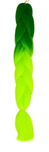 Syntetisk hår ombre grøn / neon fletninger W10344