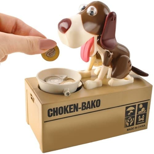Batteridrevet sparegris - brun hund 22470