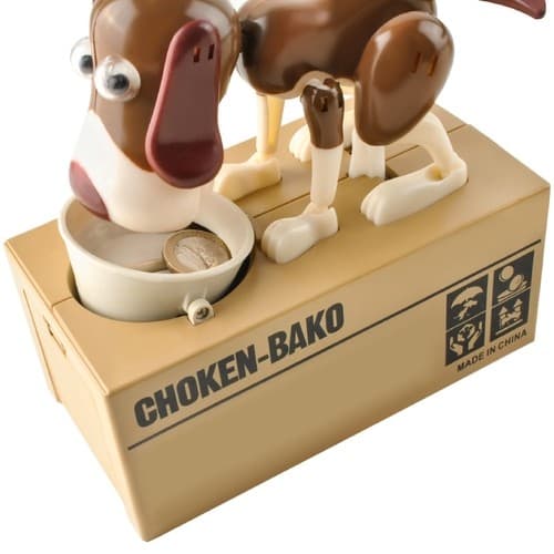 Batteridrevet sparegris - brun hund 22470