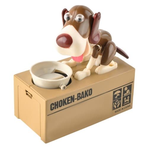 Batteridrevet sparegris - brun hund 22470