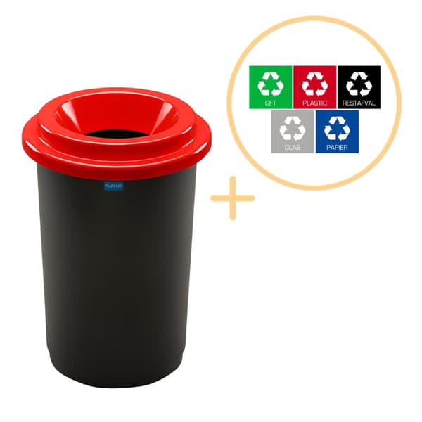 Plafor Eco Bin 50L - Återvinning - Röd