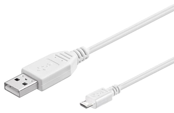 Goobay USB 2.0-kabel, micro-USB till USB-A, 1,8m, vit