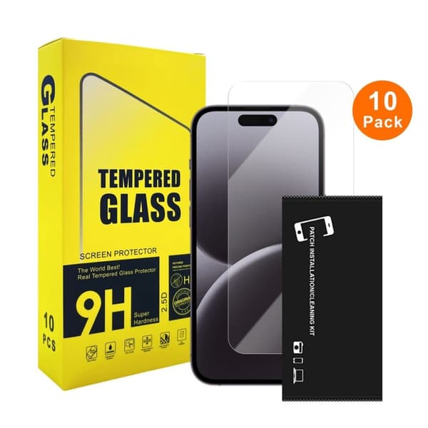 10-pack skärmskydd i härdat glas för iPhone 16 Pro Max, Bulk