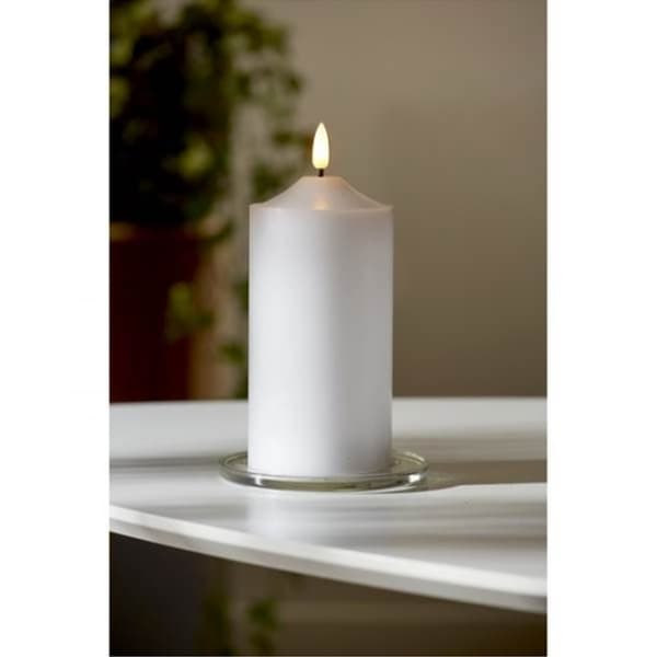 LED BLOKK LYS FLAMME / 17 cm / Batteri / Timer