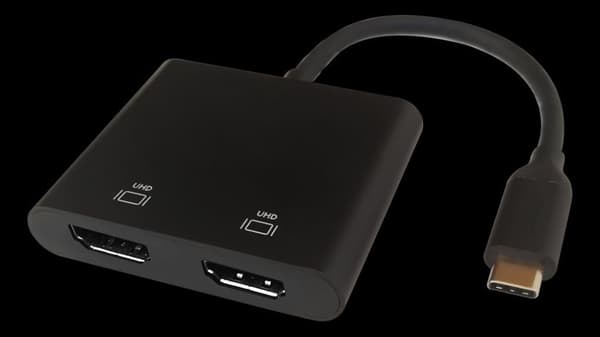 USB-C MST HUB, 2x 4K/60Hz, HDMI x 2, sort, 0,1m