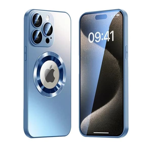 SiGN Magnetic Cover iPhone 16 Pro med linsskydd och logotypvy - Blå