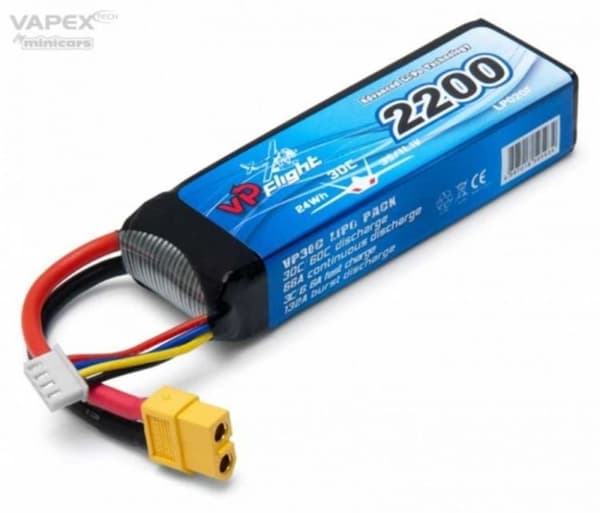Li-Po 3S 11,1V 30C 2.200 mAh, XT60-stik Vapex