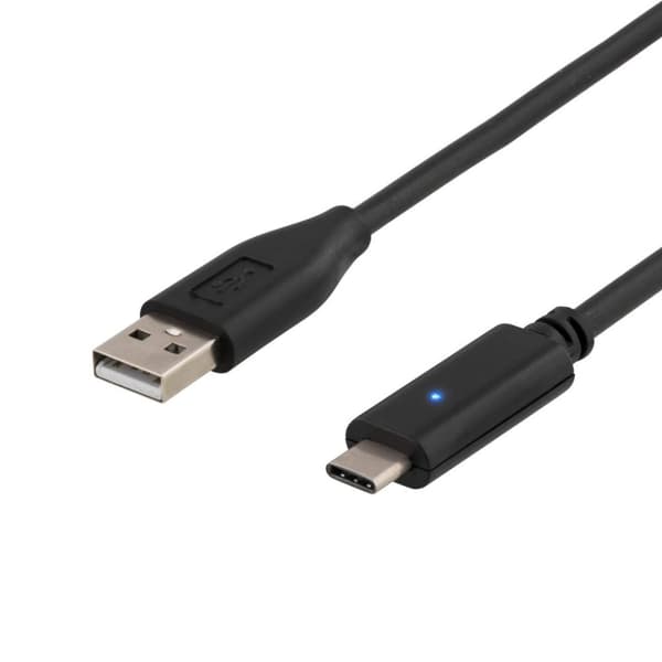 USB 2.0 Kabel USB-C Hane - En hane 1,00 m Svart Deltaco