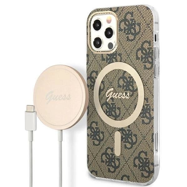 Guess Magsafe Cover og oplader sæt til iPhone iPhone 12/12 Pro - Brun