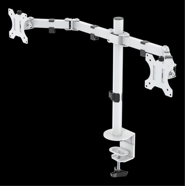 DELTACO GAMING WA86 Bordfeste med to skjermer, 13"-32" skjermer, VESA 75x75-100x100 - Hvit Sort