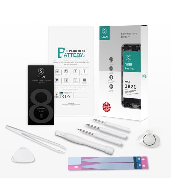 SiGN komplett sett for batteribytte - iPhone 8