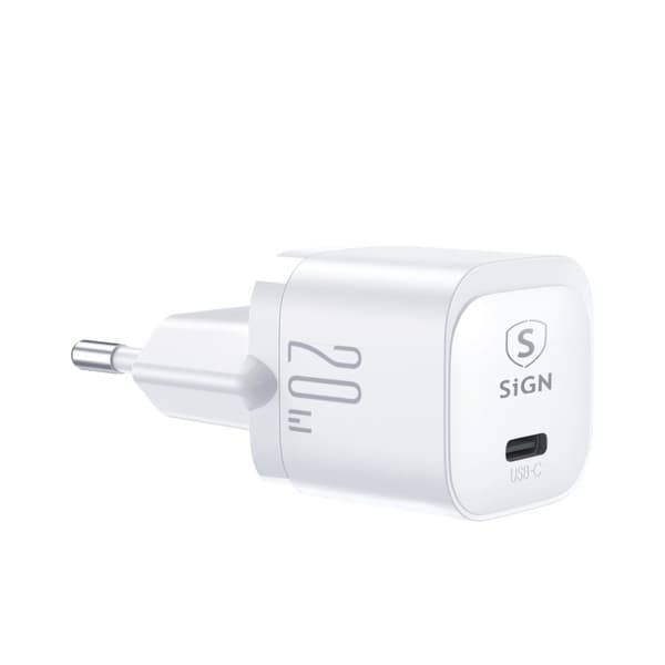 SiGN Vegglader USB-C PD, 20W - Hvit