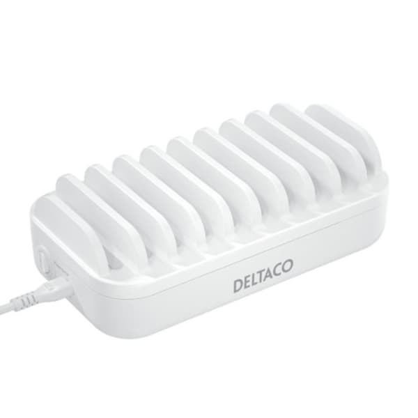 Deltaco USB ladestation, 20 W, samlet max 120 W - Hvid Hvid