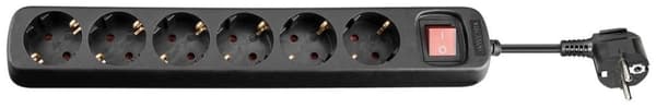 Goobay Strømskinne med 6xCEE 7/4 stikkontakter, 1,5m kabel - Svart