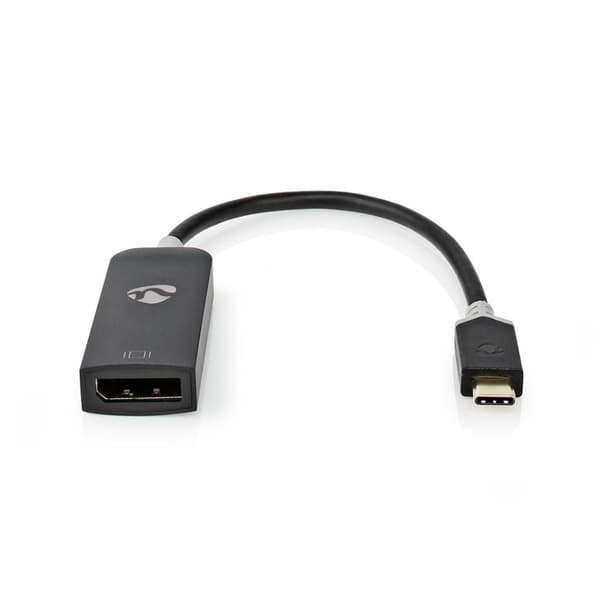 Nedis USB-C 3.2 till DisplayPort-adapter, guldpläterad, 0,2 m - svart