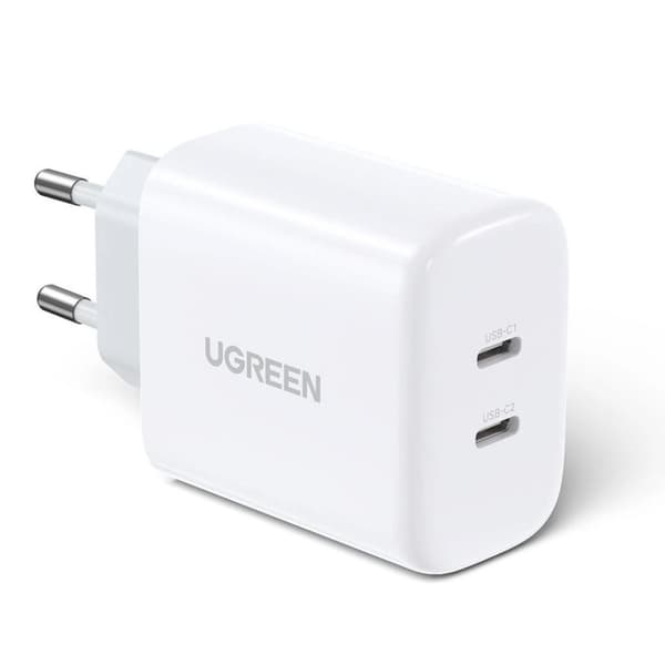 Ugreen Hurtiglader 2x USB-C 40W, PD - Hvid