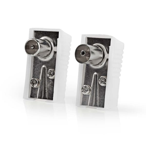 Nedis IEC (coax) Han / Hun - Hvid