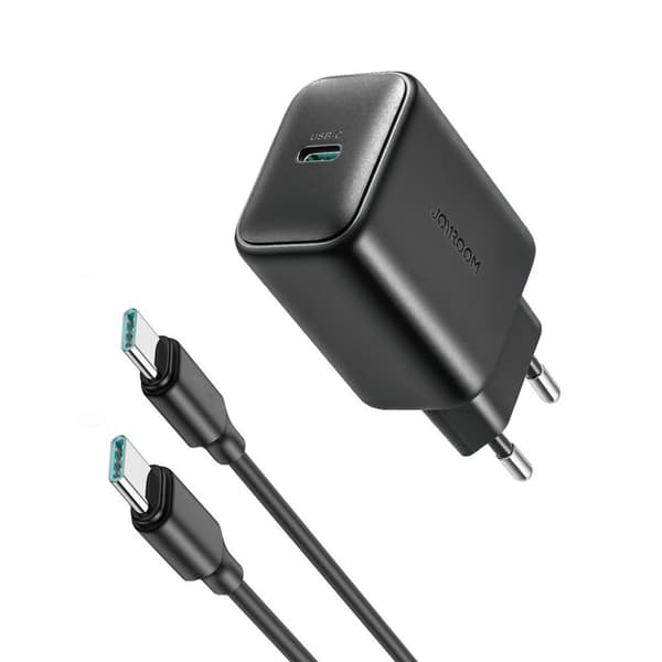 Joyroom 25W enkelt USB-C-oplader med 60W C til C-kabel, 1m - Sort
