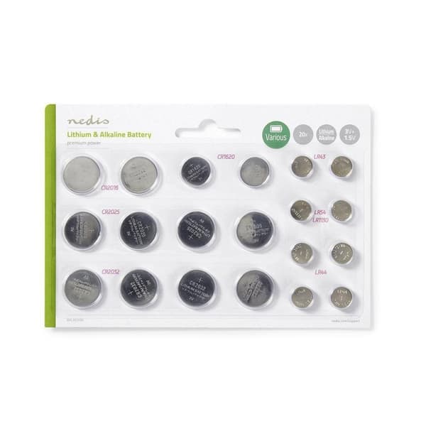 Nedis Lithium/Alkaline Knapcellebatteri 3V+1,5V - Multipakke