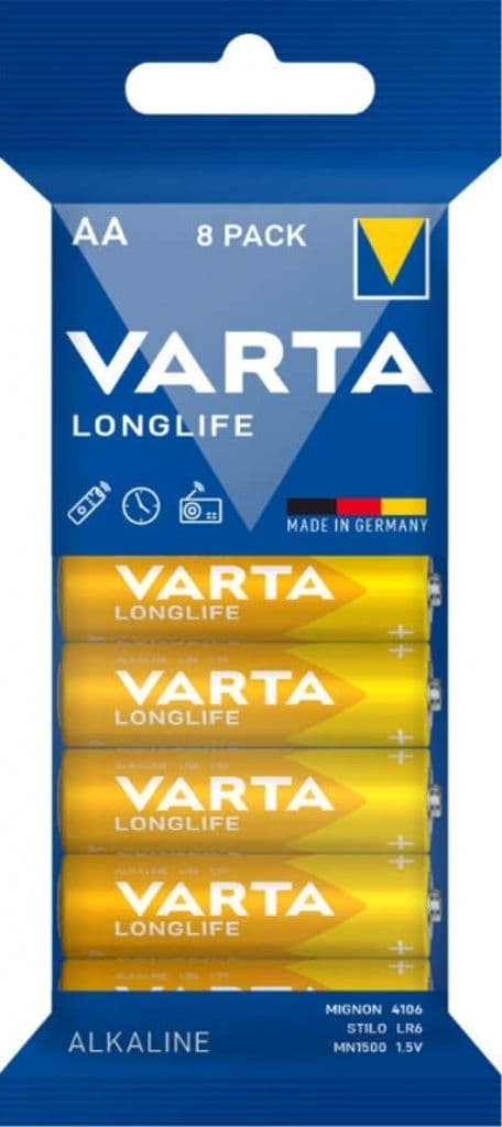 VARTA Longlife Alkaline AA batteri LR06, 8-pak