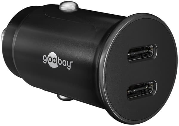 Goobay 2xUSB-C PD Hurtiglader til bil 30W Sort