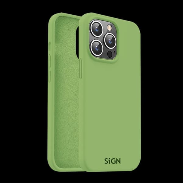 SiGN nestemäinen silikonikotelo iPhone 15 Prolle - vihreä