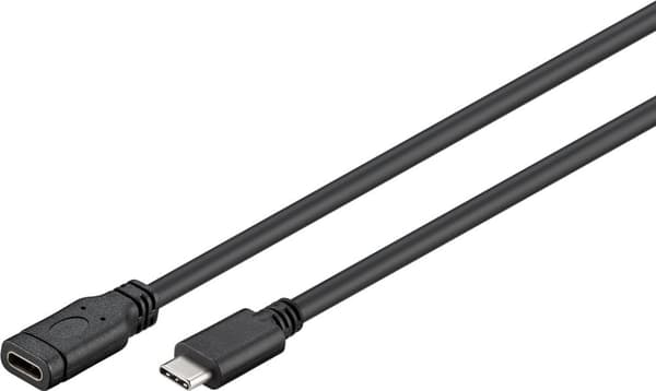 Goobay Active USB-C 3.1 jatkokaapeli, uros - naaras, 1 m - musta