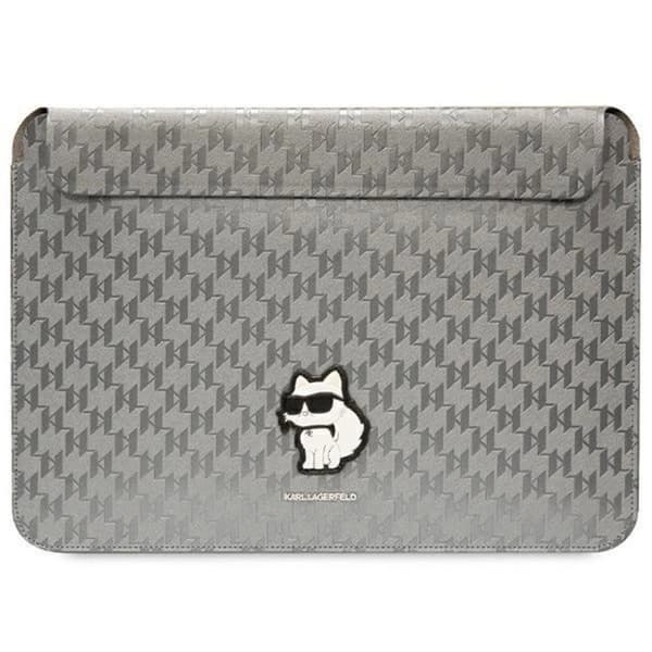 Karl Lagerfeld laptopveske 14" Saffiano Monogram Choupette - Sølv