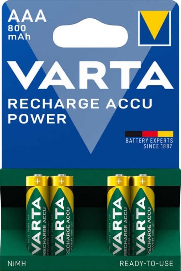 VARTA Recharge Accu Power AAA-batteri 800 mAh, 4-pakning