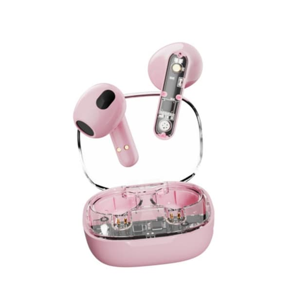 Streetz T150, gjennomsiktige TWS-hodetelefoner - rosa