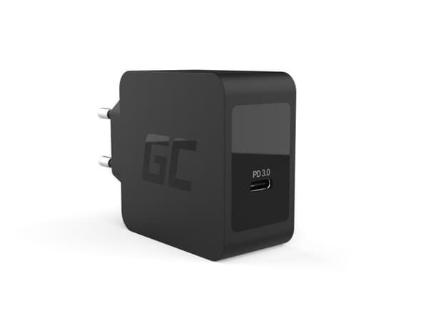 Green Cell Charger USB-C 18W PD til Samsung Galaxy S8/S8+/S9/S9+/Note 8, iPhone X/8/8 Plus osv. Sort