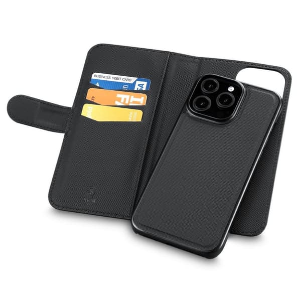 SiGN Wallet-fodral 2-i-1 för iPhone 16 Pro - Svart
