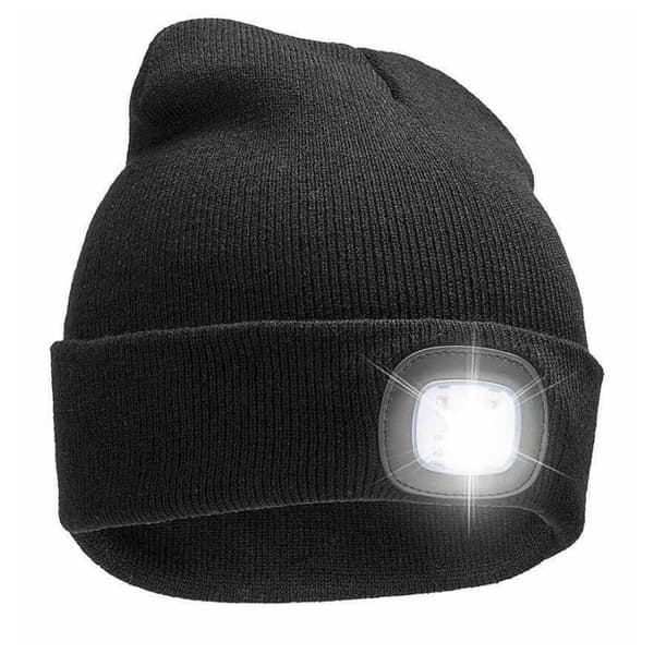 SiGN Beanie med LED-lampe USB - Svart