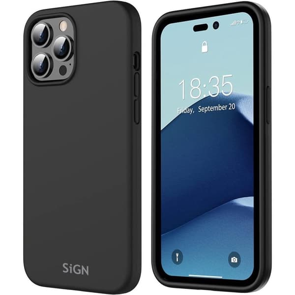 SiGN nestemäinen silikonikotelo iPhone 14 Pro Maxille - musta