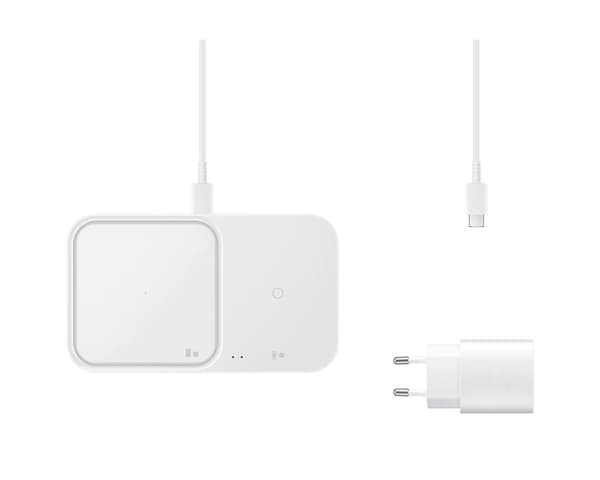 Samsung trådløs lader Duo med strømadapter, 15W - Hvit