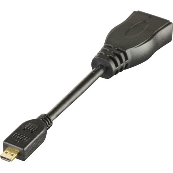 DELTACO HDMI-adapter, mikro HDMI hann til hunn, svart