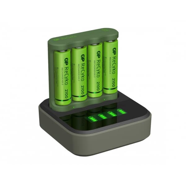 Batterioplader (6t) inkl. 4 GP AA 2100mAh med ladestation