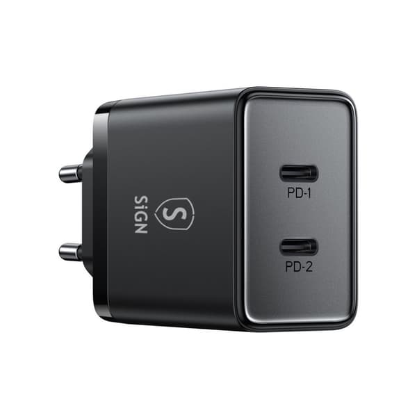 SiGN Dual USB-C PD Lader 40W - Svart