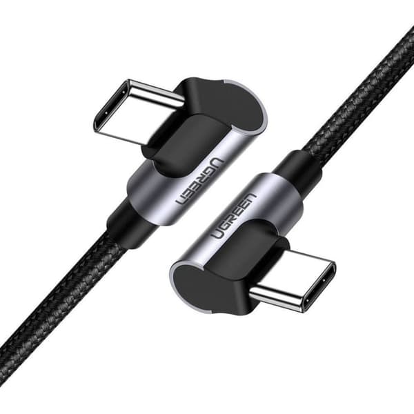 Ugrön vinklad USB-C till USB-C-kabel 3A, 2m - Grå