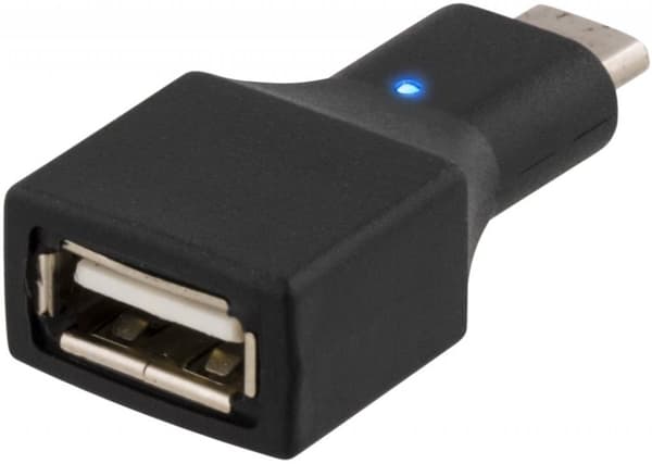 DELTACO USB 2.0 adapter, Type C - Type A hunn, svart