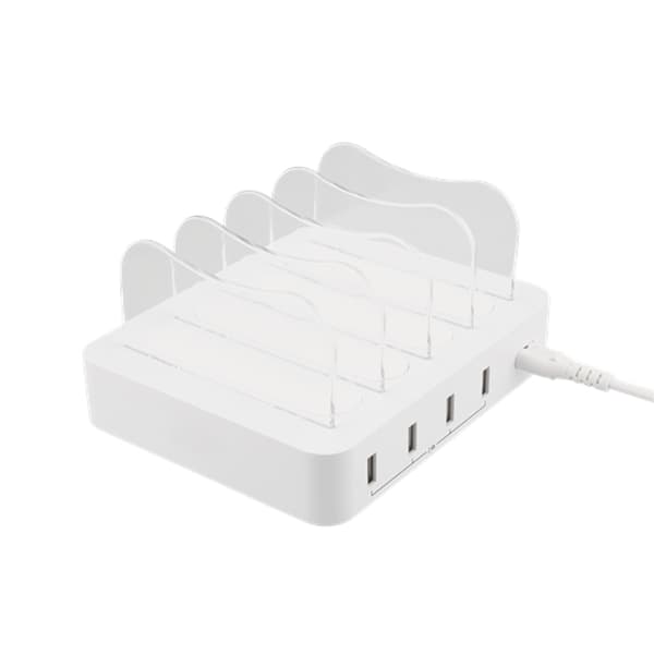 SiGN ladestasjon 4xUSB, 2,4A, 4,4A, 1,5m kabel - hvit