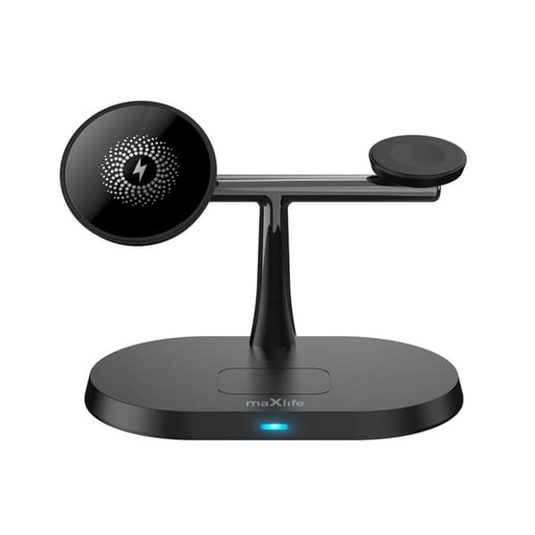 Maxlife 3-i-1 trådløs oplader, 15W - Sort