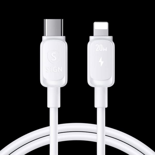SiGN USB-C til Lightning-kabel 20W, 2m - Hvit