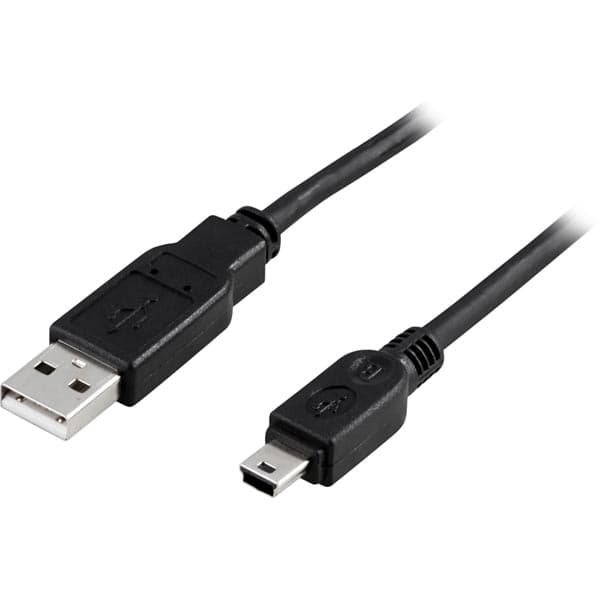 USB 2.0-kabel Typ A Hane - Typ Mini B Hane 3m, svart