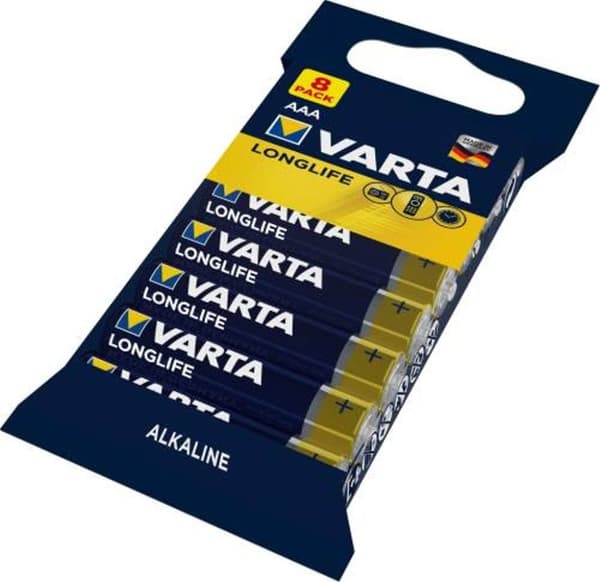 VARTA Longlife Alkaline AAA batteri LR3, 8-pak