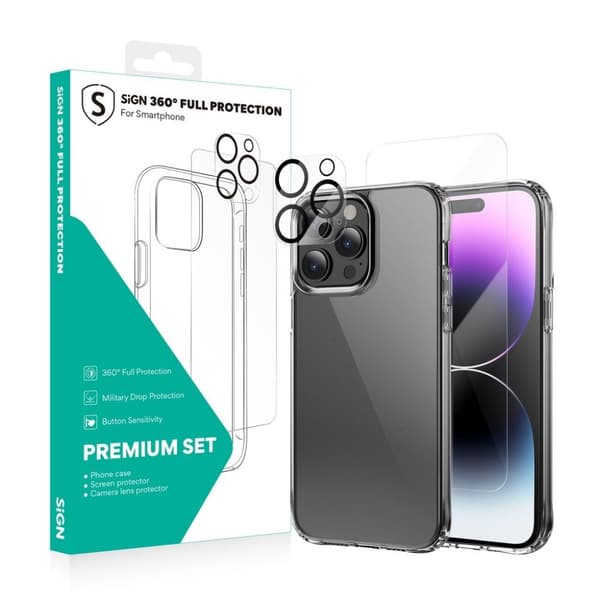 SiGN 360 komplett beskyttelsespakke for iPhone 14 Pro Max