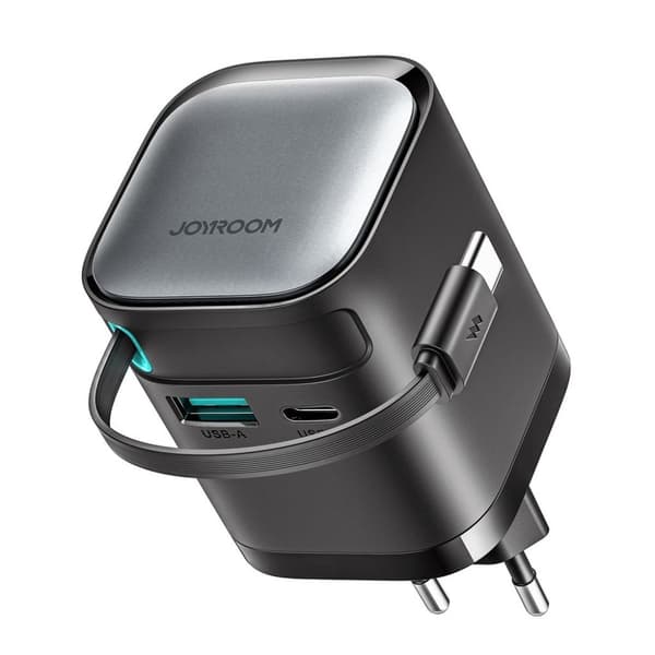 Joyroom GaN vægoplader 65W med udtrækkeligt kabel (EU)