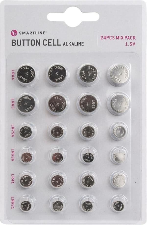 Knappceller Mix Smartline 24-pack Alkaline (LR41/LR43/LR44/LR621/LR626/LR754)