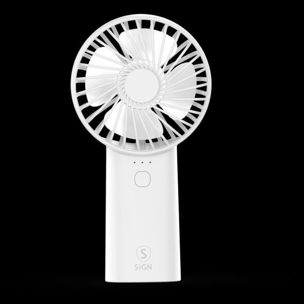 Sign Kannettava Mini USB -käsituuletin lampulla - valkoinen