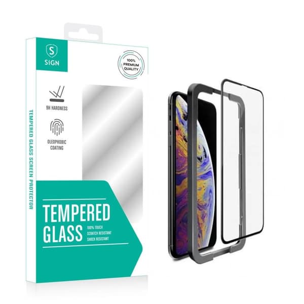 SiGN Full Cover Skærmbeskytter i hærdet glas til iPhone 12/12 Pro + monteringsramme